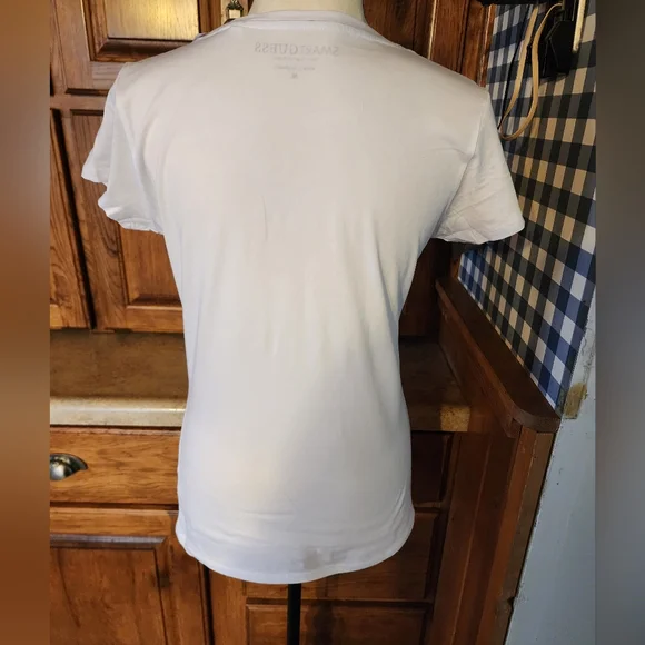NEW Guess White Embellished Short Sleeve Tee Size M - Picture 7 of 9